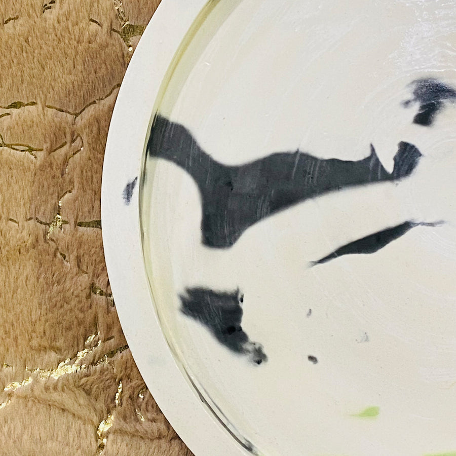 Marble texture 1ft round vanity/dressing decor tray