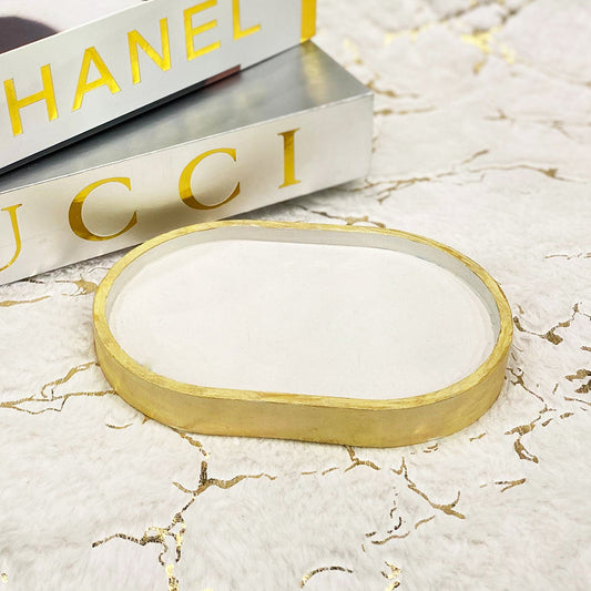 Concrete Trinket tray with luxurious golden edges