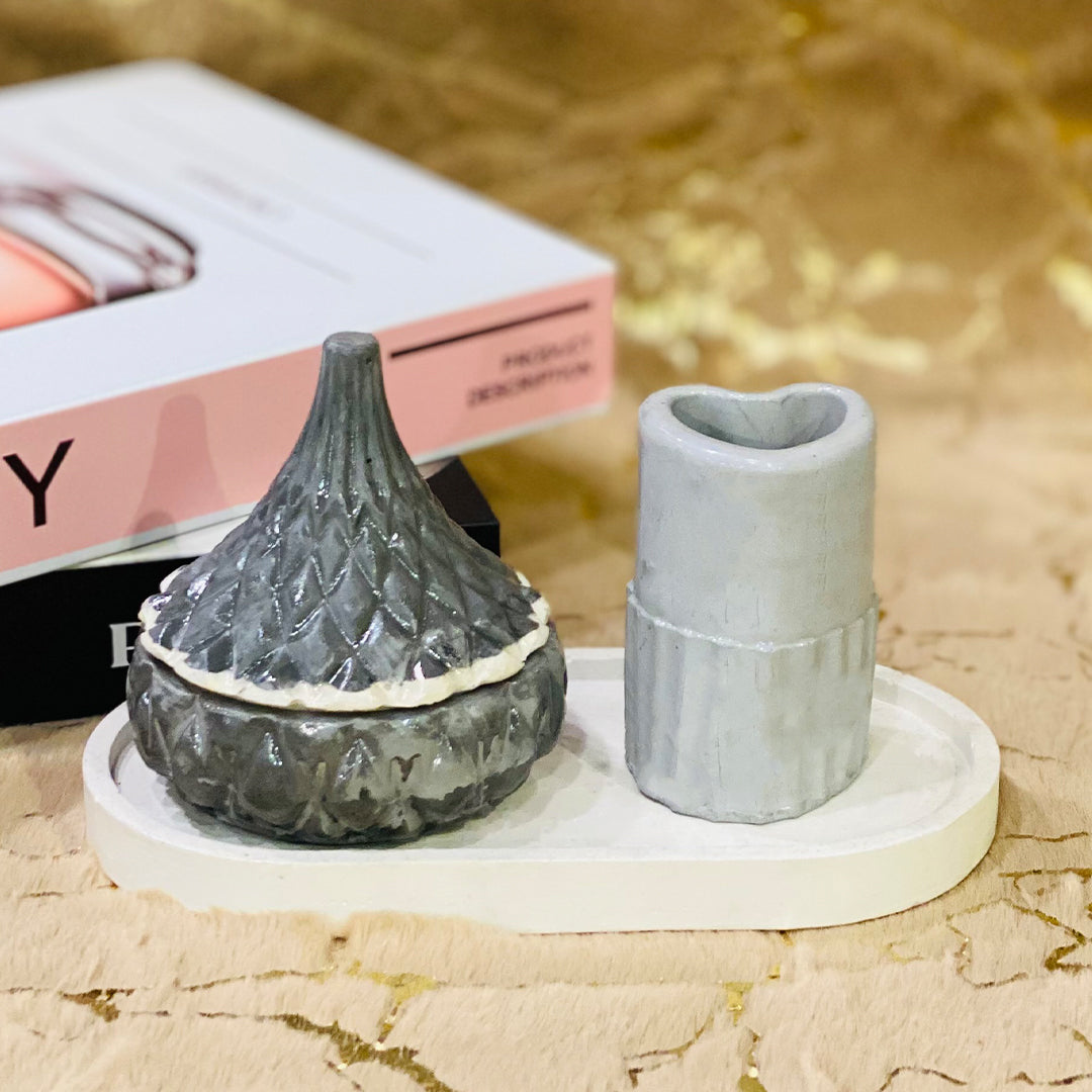 3pcs Gray beauty storage set