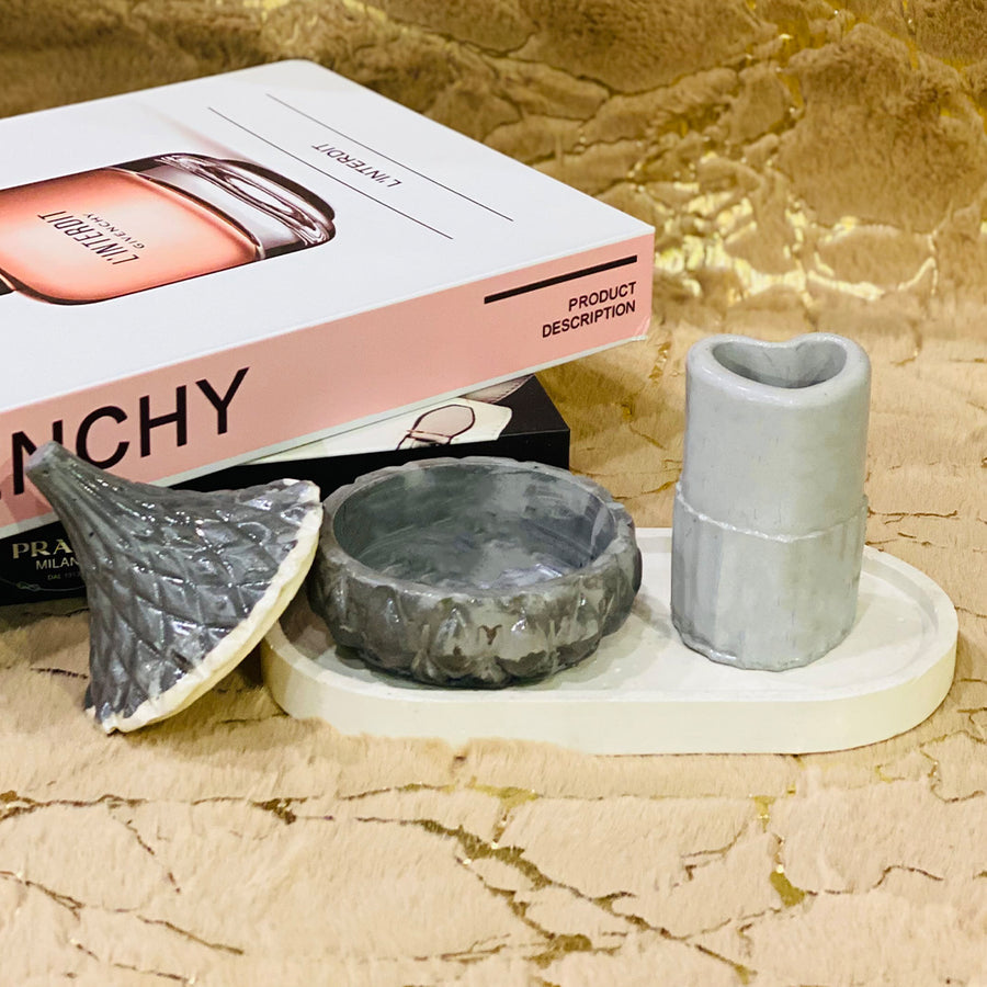 3pcs Gray beauty storage set