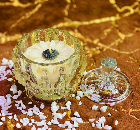 Antique crystal jar sunflower fragrance candle