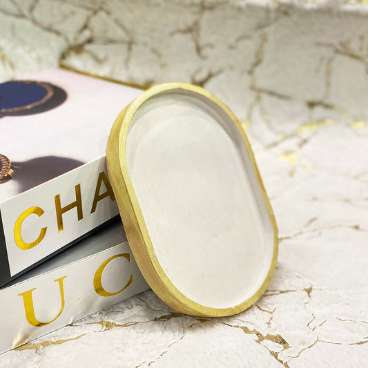 Concrete Trinket tray with luxurious golden edges