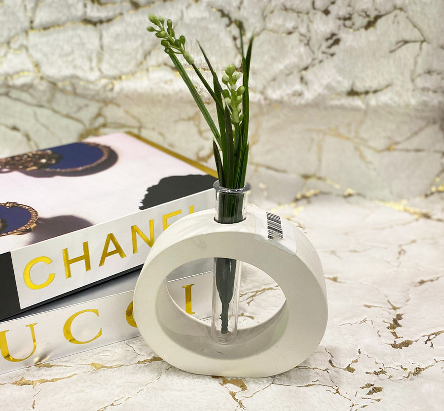 Concrete propagation vase with filler & transparent tube