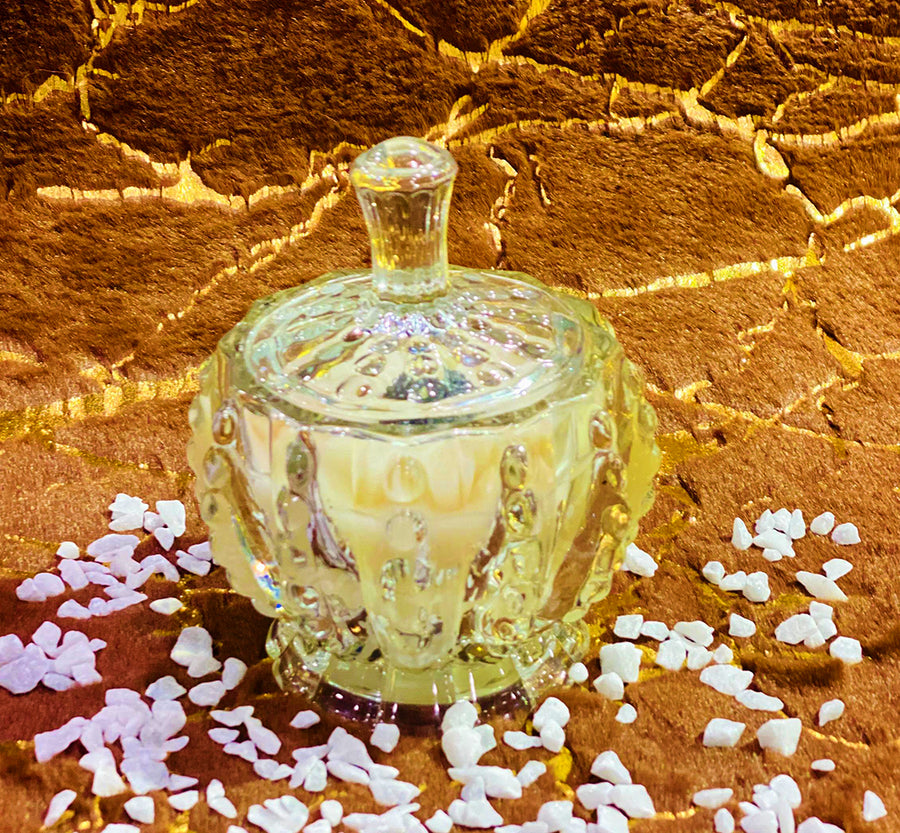 Antique crystal jar sunflower fragrance candle