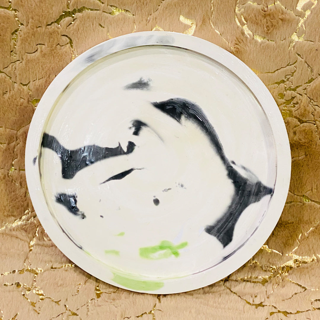 Marble texture 1ft round vanity/dressing decor tray